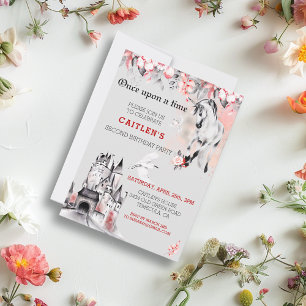 Invitation Château de conte de fées à l'aquarelle de licorne 
