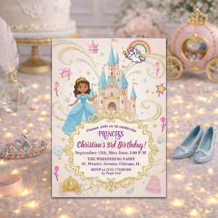 Invitation Château de conte de fées Princesse 3e Anniversaire