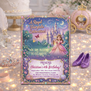 Invitation Château de conte de fées Princesse 4ème Anniversai