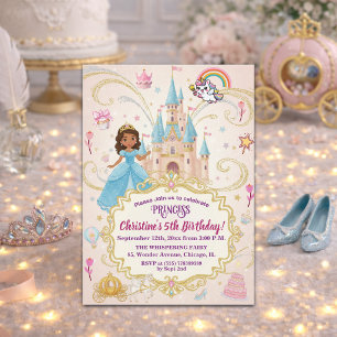 Invitation Château de conte de fées Princesse 5ème Anniversai