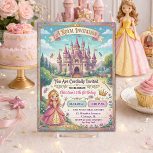 Invitation Château de conte de fées Princesse 5ème Anniversai