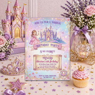 Invitation Château de conte de fées Princesse 6ème Anniversai