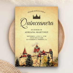Invitation Château de conte de fées royal vintage pour Quince