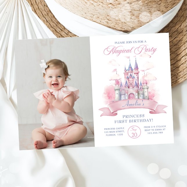 Invitation Château de la Princesse Magique 1er anniversaire P (Créateur téléchargé)