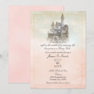 Invitation Château de Mariage de Conte de Fées Rose Rêveur po
