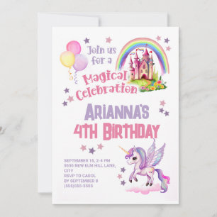 Invitation Château de Petite Fille 4e Anniversaire