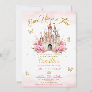 Invitation Château de princesse anniversaire Il était une foi