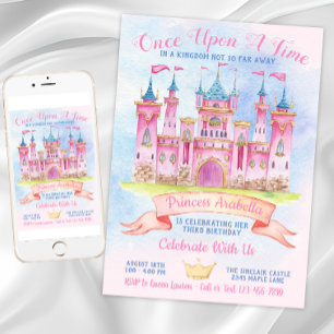Invitation Château de Princesse Fête d'anniversaire de Prince