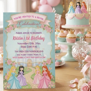 Invitation Château de Princesse Royal Fête d'anniversaire 1 a