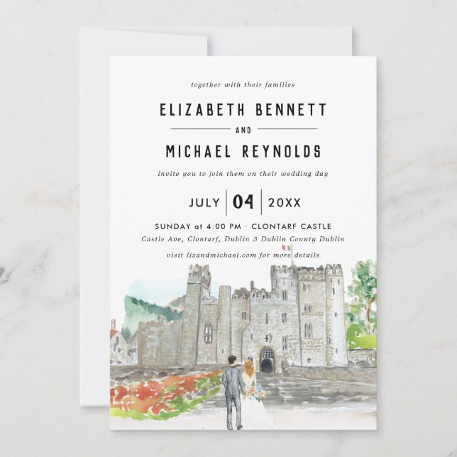 Invitation Château élégant | Fin de semaine Mariage illustrée (Devant)
