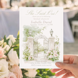 Invitation Château français élégant Jardin de mariage pastel