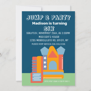 Invitation Château Gonflable Anniversaire Bleu Sautant 