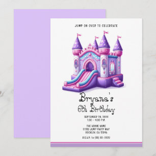 Invitation Château Gonflable Princesse Rose Violet pour Fête