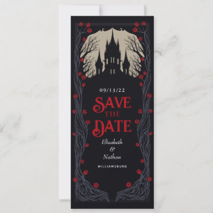 Invitation Château gothique Mariage floral Enregistrer la dat