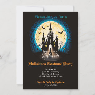 Invitation Château Hanté Joyeux Halloween Fête Costumée