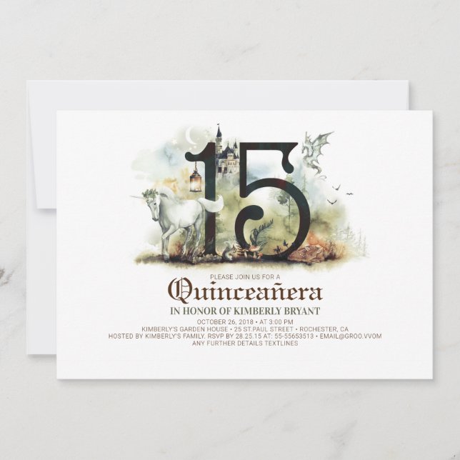 Invitation Château Princesse 15ème anniversaire Quinceañera (Devant)