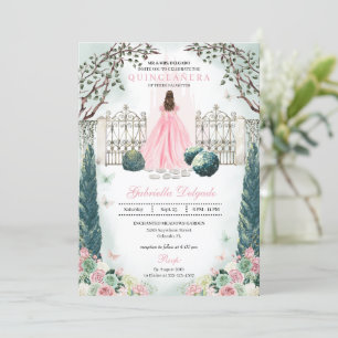 Invitation Château rose Fairytale Jardin enchanté Quinceanera