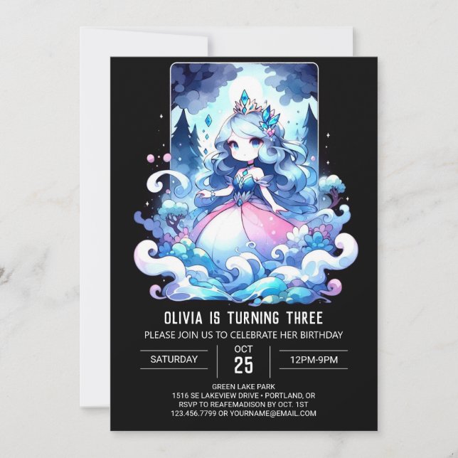 Invitation Château Whimsical Princess Anniversaire (Devant)