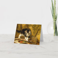 Chaton avec Peinture et Pinceaux