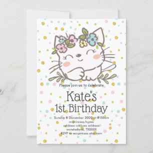 Invitation chaton blanc, chaton, animaux