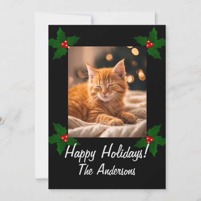 Invitation chaton de Noël 3, Joyeuses fêtes, mignonne chaton, (Devant)