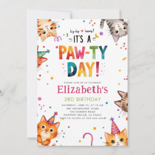 Invitation Chatons de Fête Colorés et Fantaisistes pour Anniv