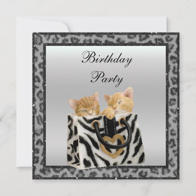 Invitation Chatons et fête d'anniversaire d'argent de (Devant)
