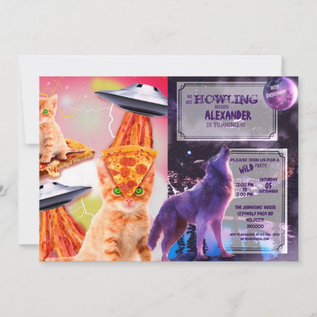 Invitation Chats, bacons et ufos (Devant)