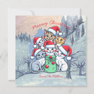 Invitation Chats Joyeux Noël, Meowny Noël, Drôle cadeau
