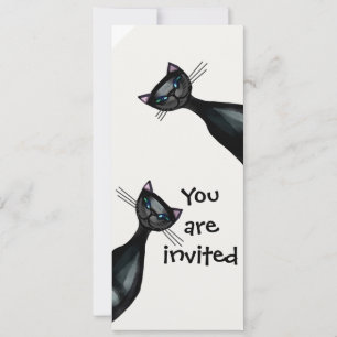 Invitation Chats noirs et blancs