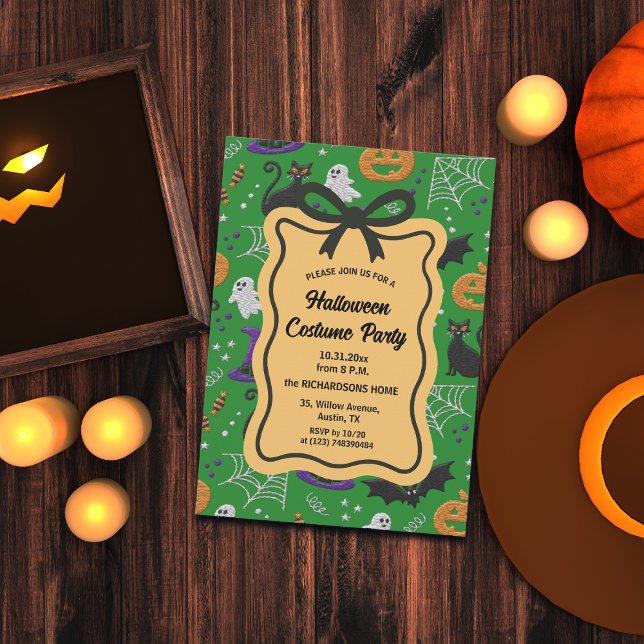 Invitation Chats noirs et fantômes Fête Costume d'Halloween (Créateur téléchargé)
