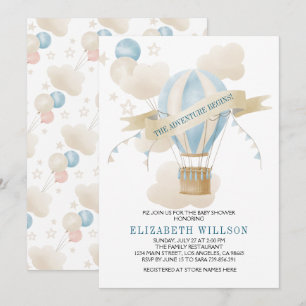 Invitation Chaud Air Balloon Aquarelle Babyshower