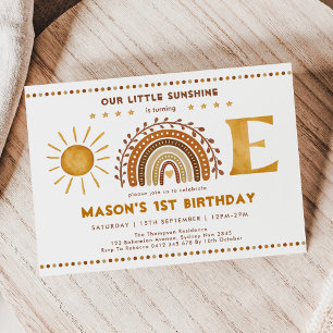 Invitation Chaud Boho Terracotta Sunshine Arc-en-ciel 1er ann