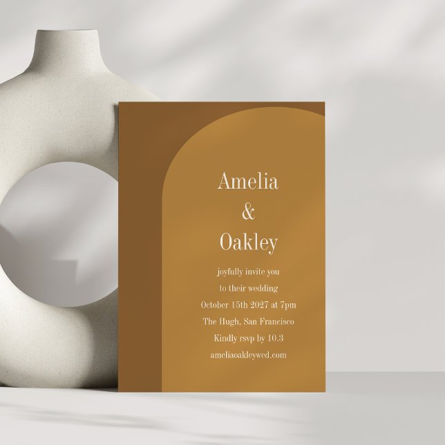 Invitation Chaud Chaud Chaud Arc Brown Élégant Mariage modern (Créateur téléchargé)