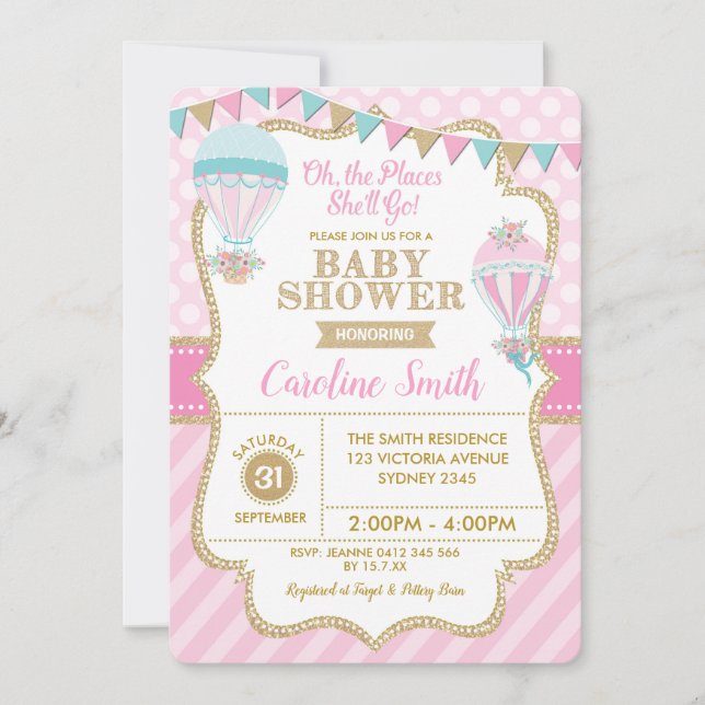 Invitation chaud de partie de baby shower de fille (Devant)