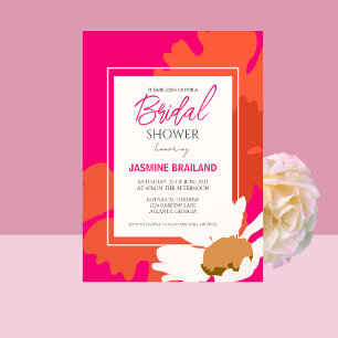 Invitation Chaud rose et orange marmite Abstraite florale