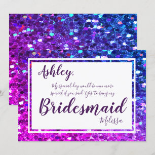 Invitation Chaud Rose / Violet Glam Vous Serez Ma Serveuse D'