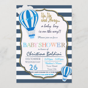 Invitation chaude de baby shower de ballon à air
