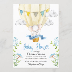 Invitation chaude de baby shower de ballon à air
