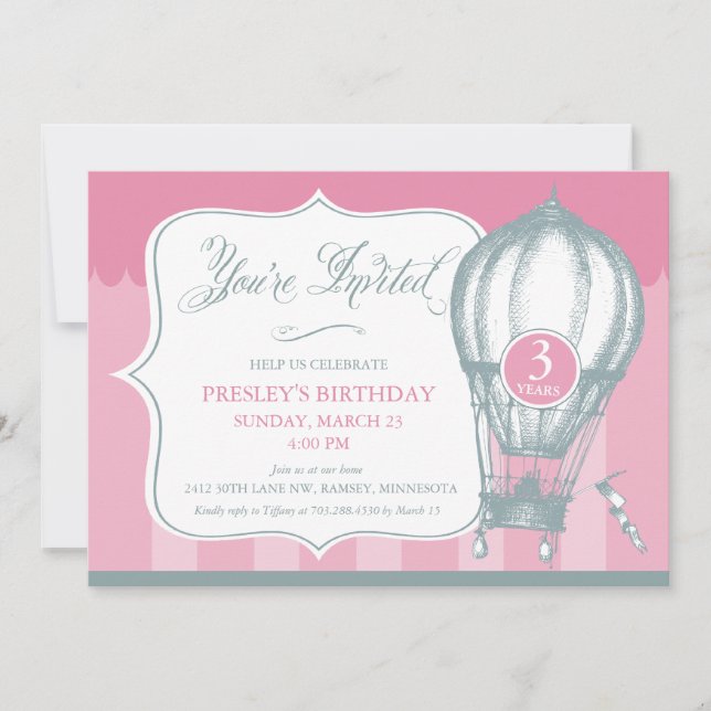 Invitation chaude vintage de fête d'anniversaire (Devant)