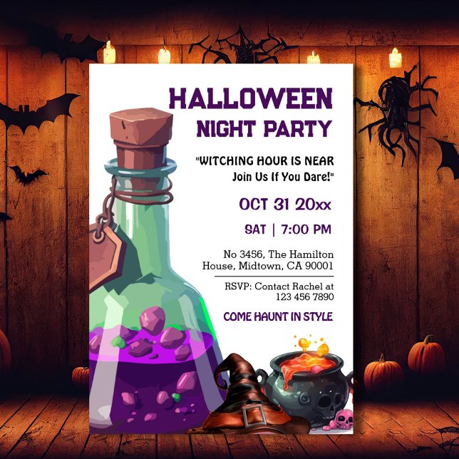 Invitation Chaudière chaudron potion magique crâne casquette  (Créateur téléchargé)