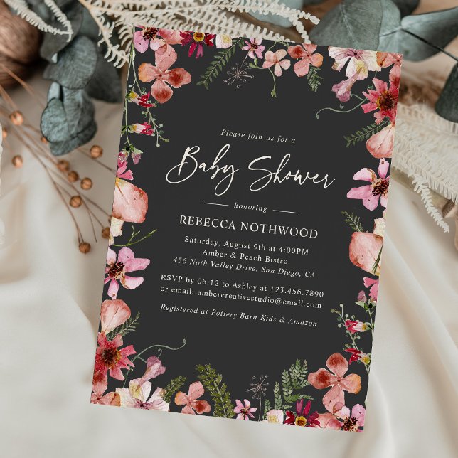 Invitation Chauffage au charbon Floral Baby Girl Douche (Créateur téléchargé)