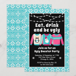 Invitation Chauffeurs de Noël moches Fête Bleu