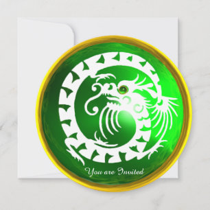 INVITATION CHAUSSÉE BLANCHE DRAGON OR EMERALD GREEN GEM STONE