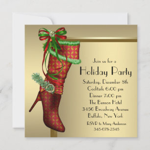 Invitation Chaussette de Noël rouge Fête de Noël d'entreprise