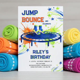 Invitation Chaussettes de prise de trampoline d'anniversaire