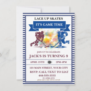 Invitation "Chaussez vos patins, c'est l'heure du match" Hock