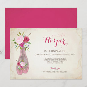 Invitation Chaussons de Ballet Rose