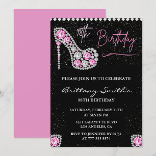 Invitation Chaussure à paillettes noire rose Glam Diamant 98e