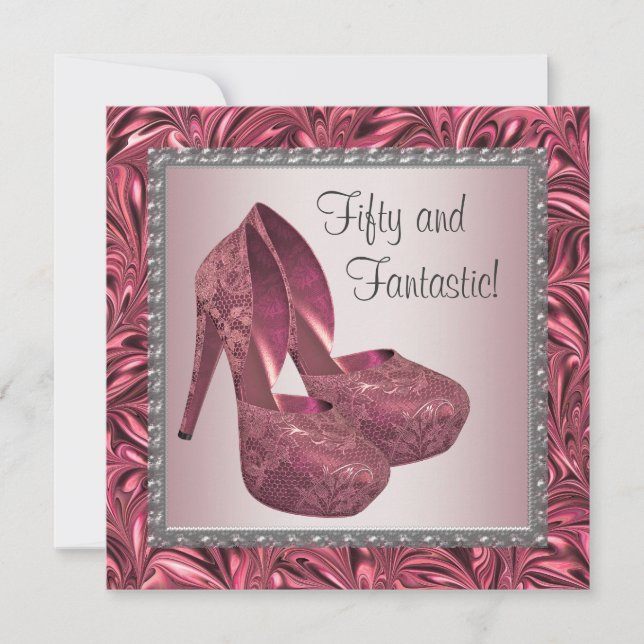 Invitation Chaussure à talon élevé femmes rose 50e anniversai (Devant)